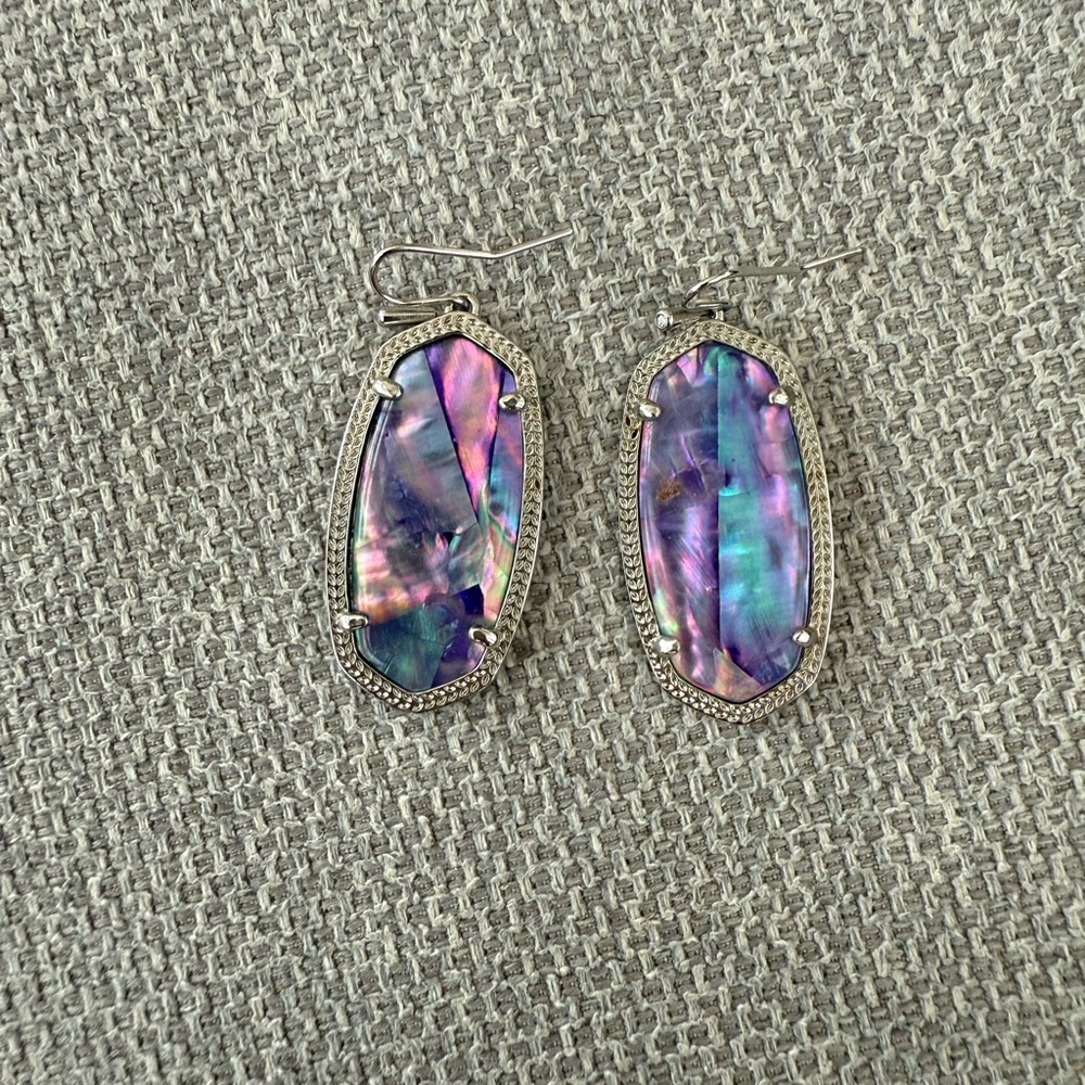 Elegant Silver and Purple Iridescent Dangle Earrings